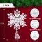 Ornativity Glitter Snowflake Tree Topper - White Sparkling Christmas Tree Decoration with Gem Design